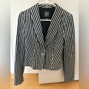 Armani Exchange black striped cropped blazer. Size Small. Excellent condition.